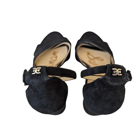 Sam Edelman Yancy Ankle Strap Heeled Sandals Suede Leather Black Size US 7 EU 37 - Picture 5 of 8